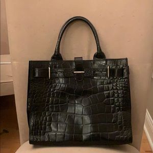 Furla leather crocodile black handbag
